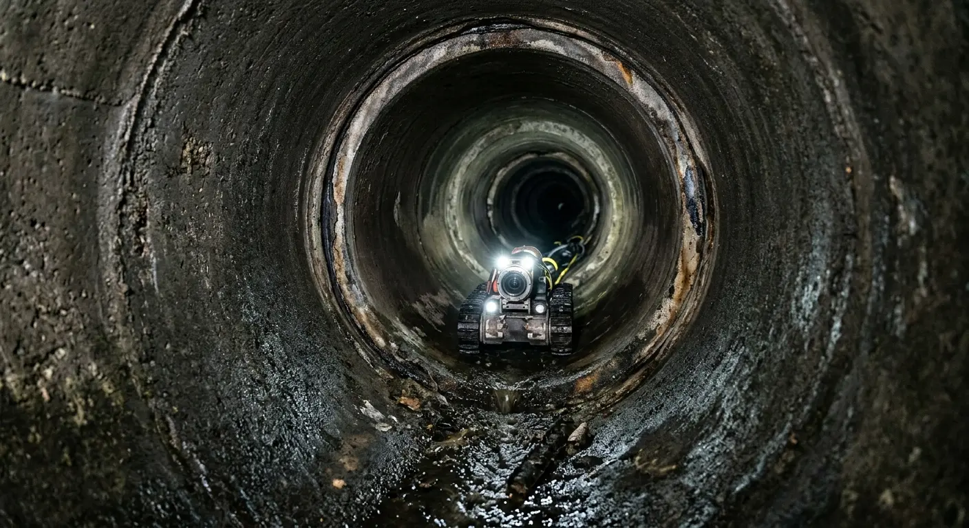 Robotic sewer camera inspecting pipe interior for Sewer Line Cleaning in Lombard